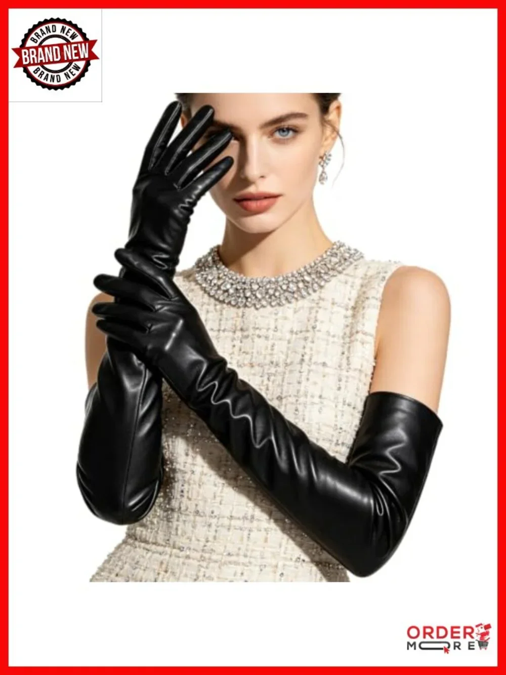 19.6in Faux Leather Opera Gloves for Prom Wedding Cosplay Halloween